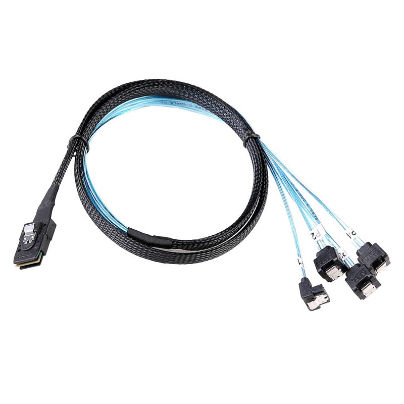 ADCAUDX كابل 2Pack Mini-SAS إلى SATA: 1M SFF-8087 إلى SATA بزاوية 90 درجة كابل تفريغ أمامي، وحدة تحكم SFF 8087 SAS إلى القرص الصلب (3.3 قدم) - Image 5